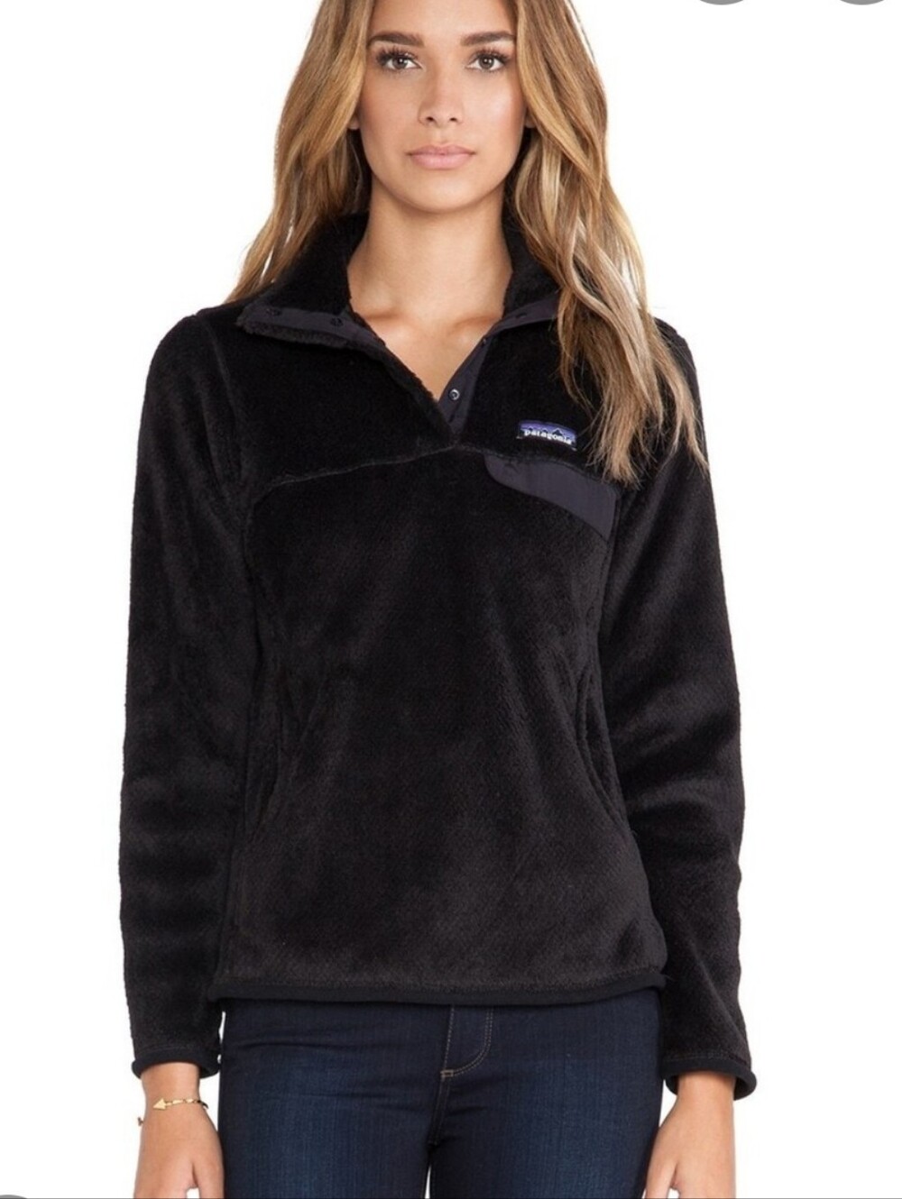 Patagonia Re-tool Snap T Pullover Black Large Fleece 1/4 Snap Sweatshirt